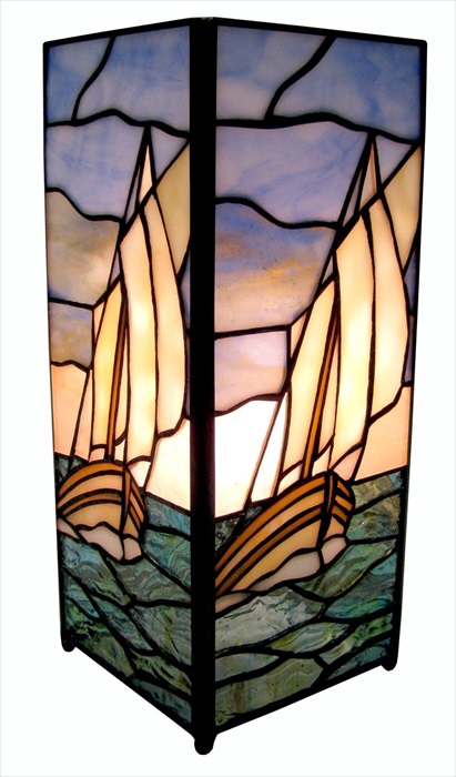 Tiffany Sail Boat Square lamp - Click Image to Close
